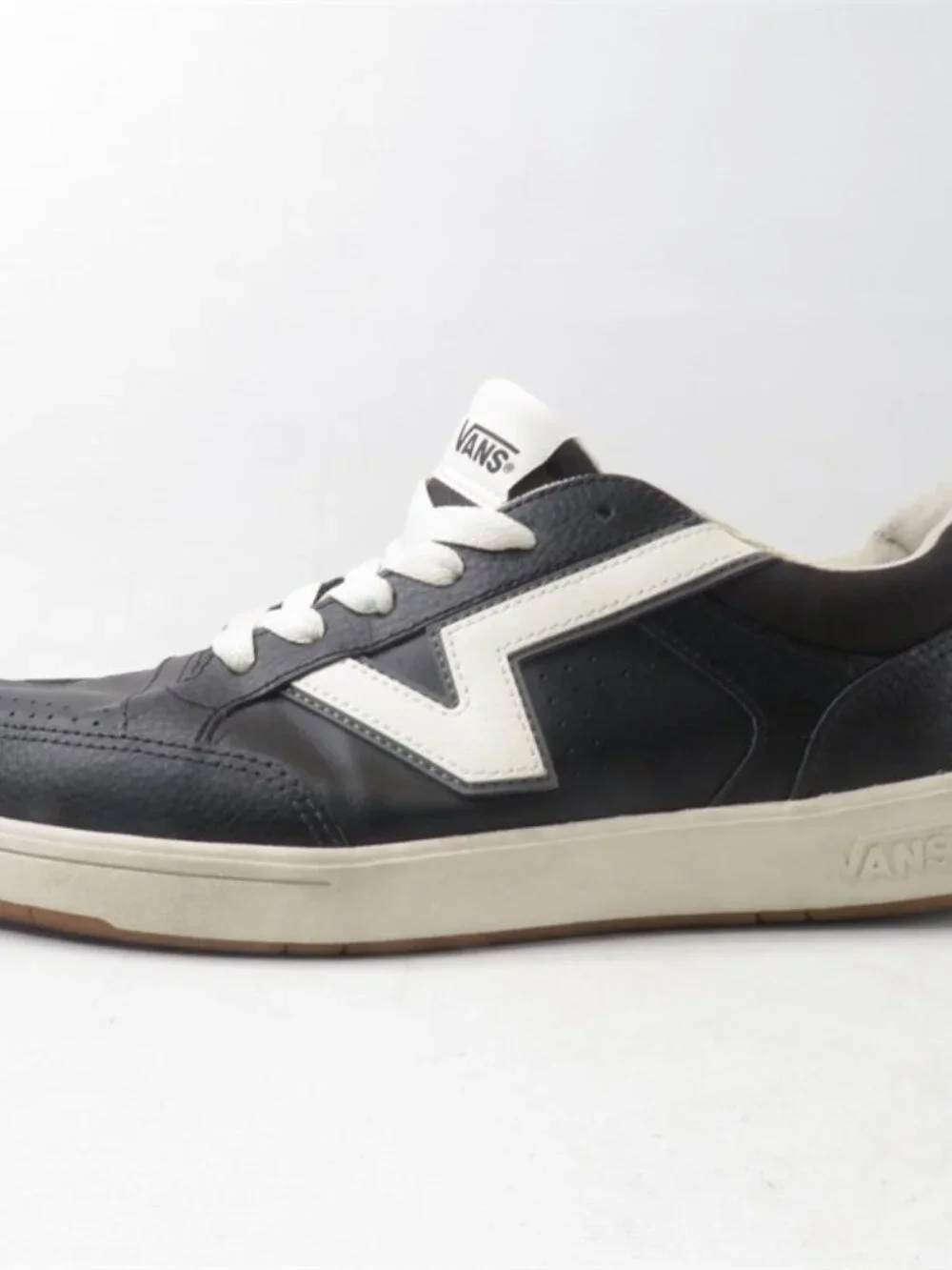 Vans Lowland CC Leather Sneakers Black White Retro Flying V Men's Size 12 Skate